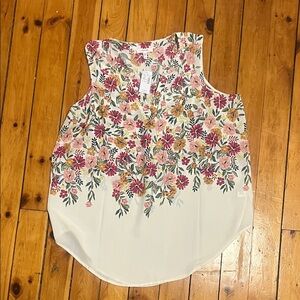 Maurices Floral Sleeveless Blouse - Cream and Pink